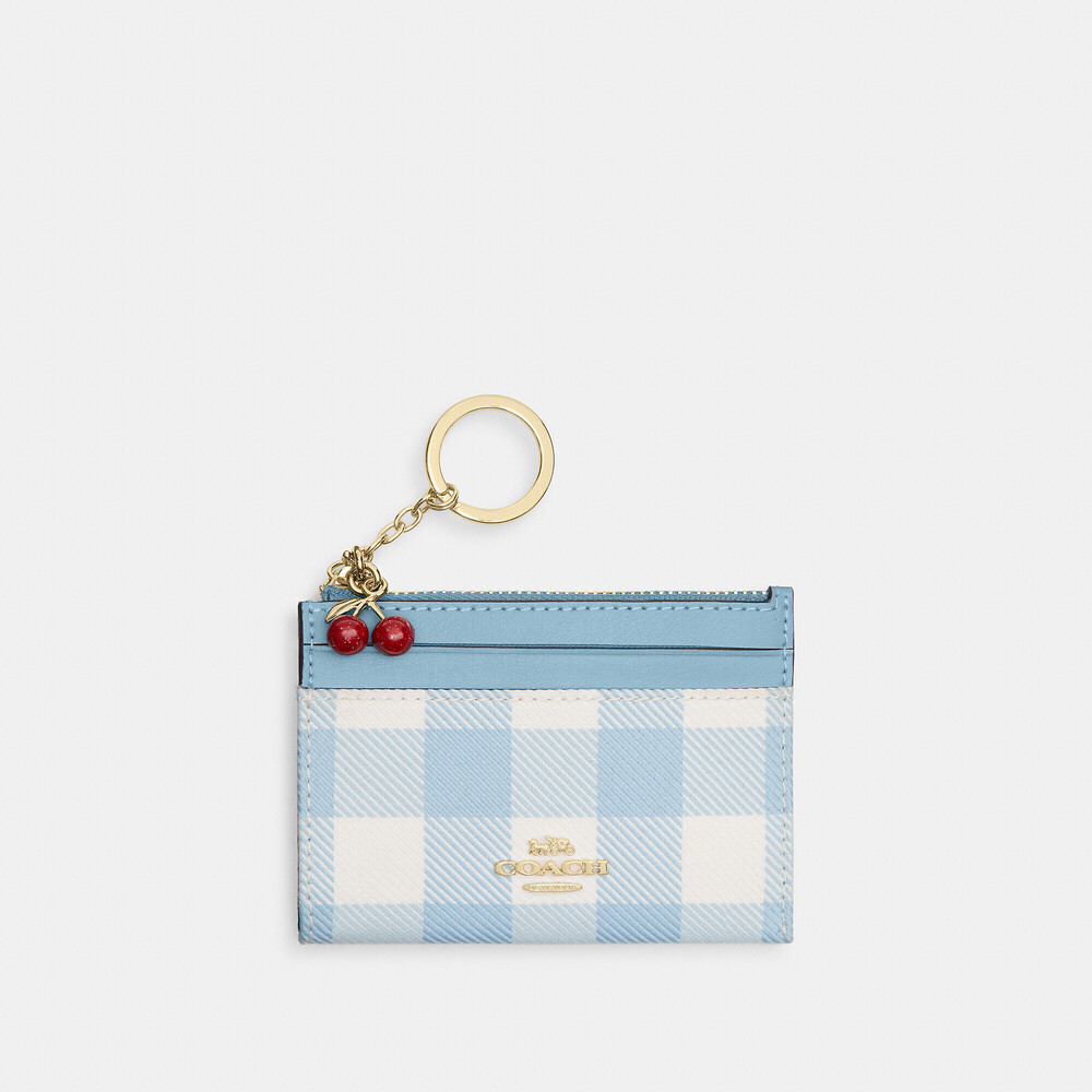 Coach Outlet Mini Skinny ID Case With Gingham Print And Charm